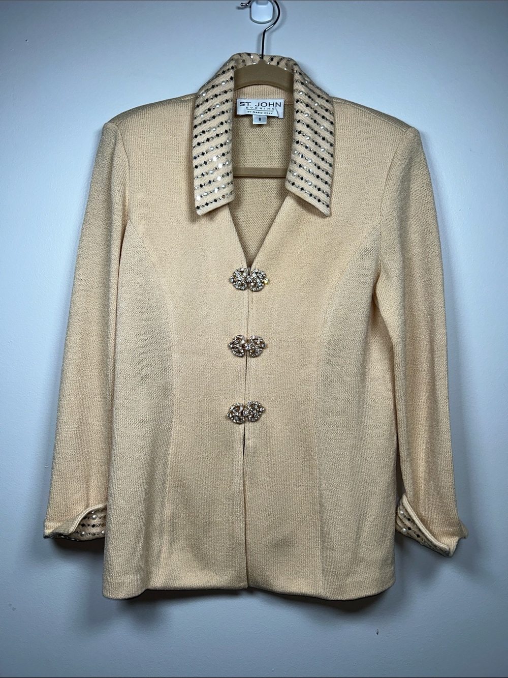 St John Evening by Marie Gray Santana Knit Embellished Suit Sz 6